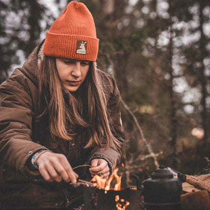 Roselli Hunting Beanie orange in merino and cashmere wool